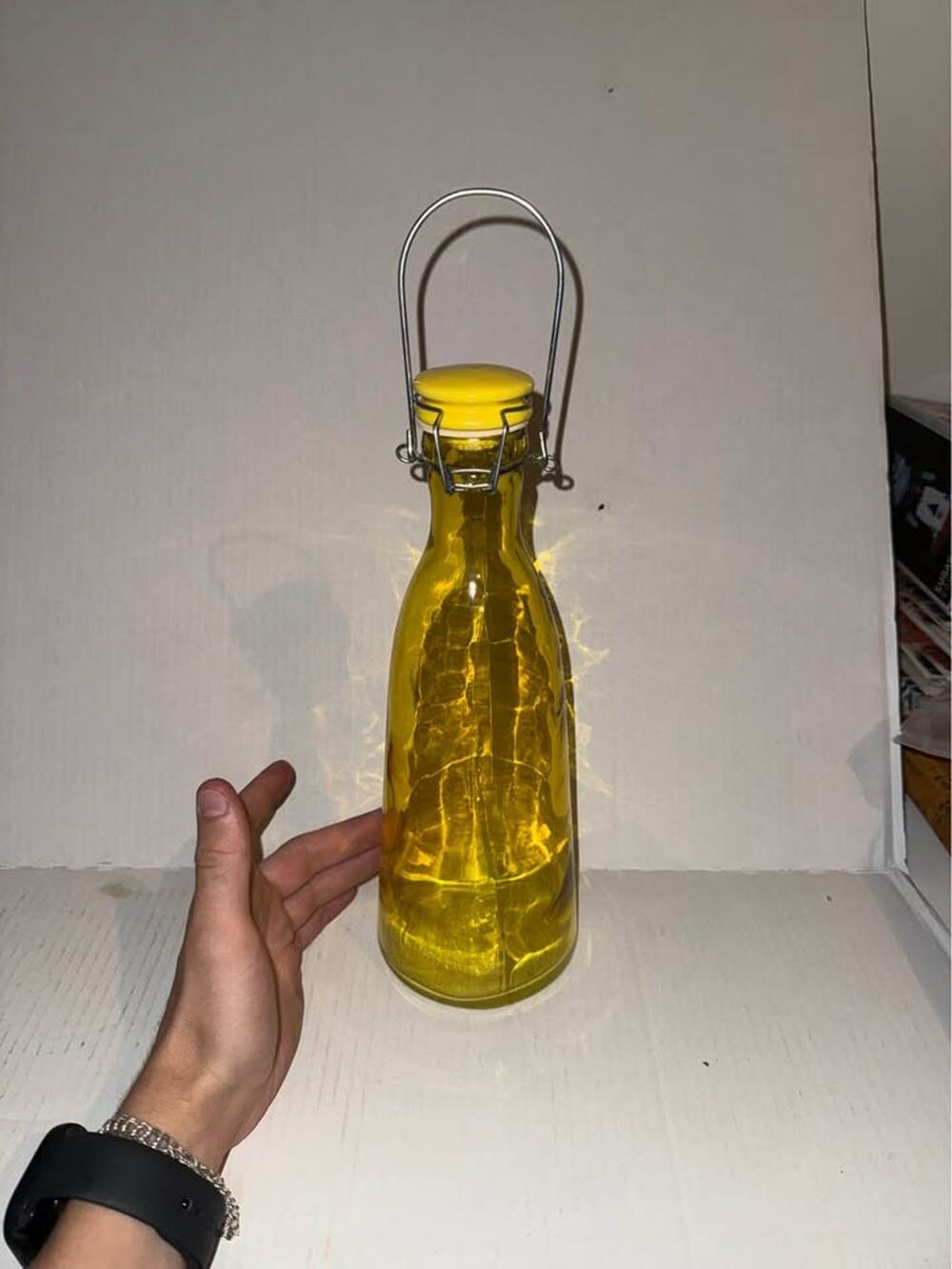 Yellow Glass Swing Top Bottle
